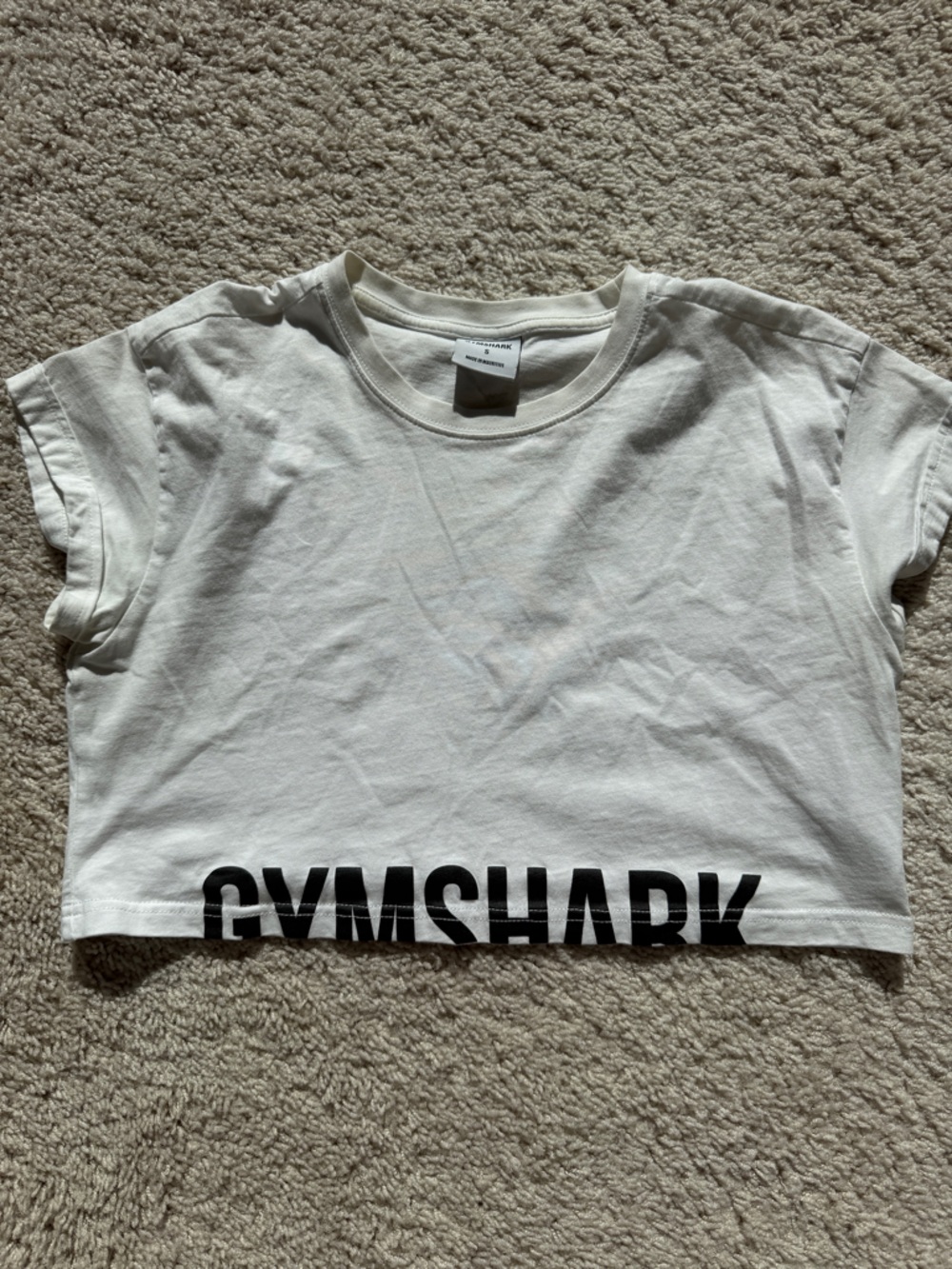 Gymshark White Crop Tee with Black Logo